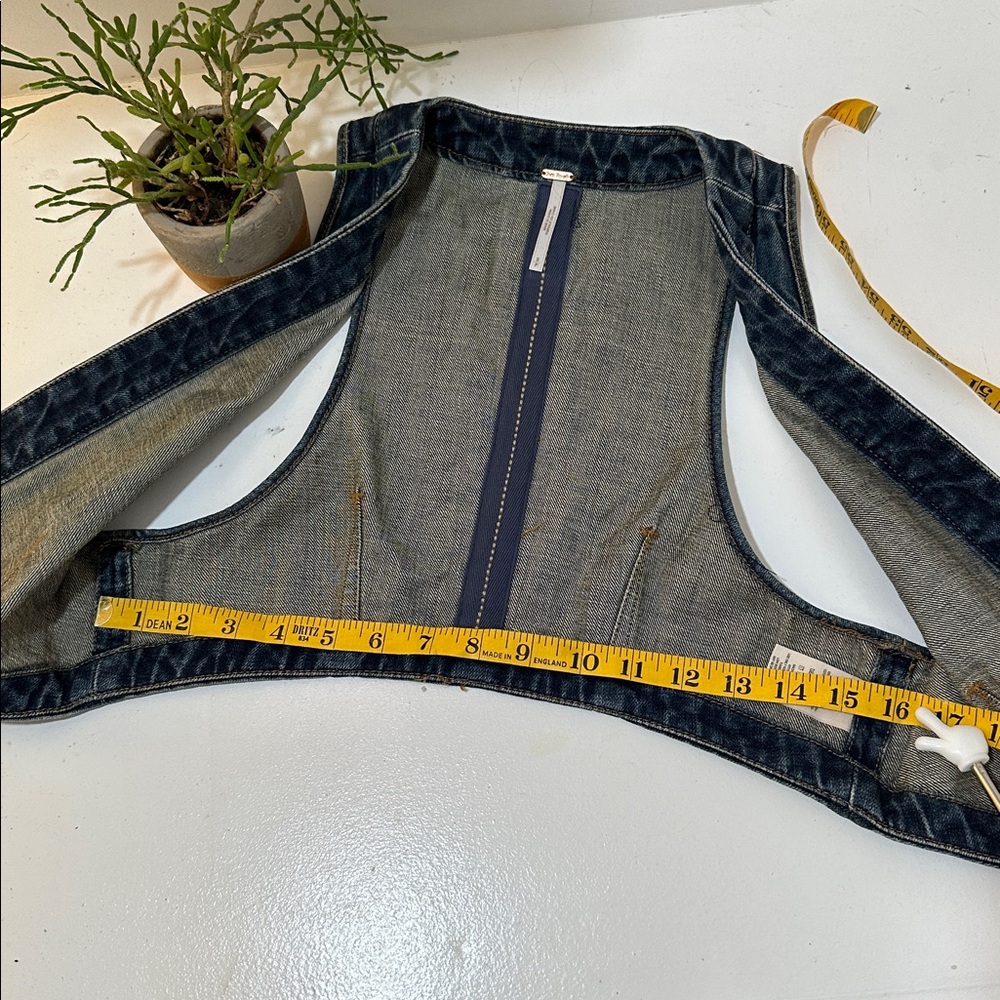 Free People Dark Blue Cropped Denim Vest - Picture 7 of 8